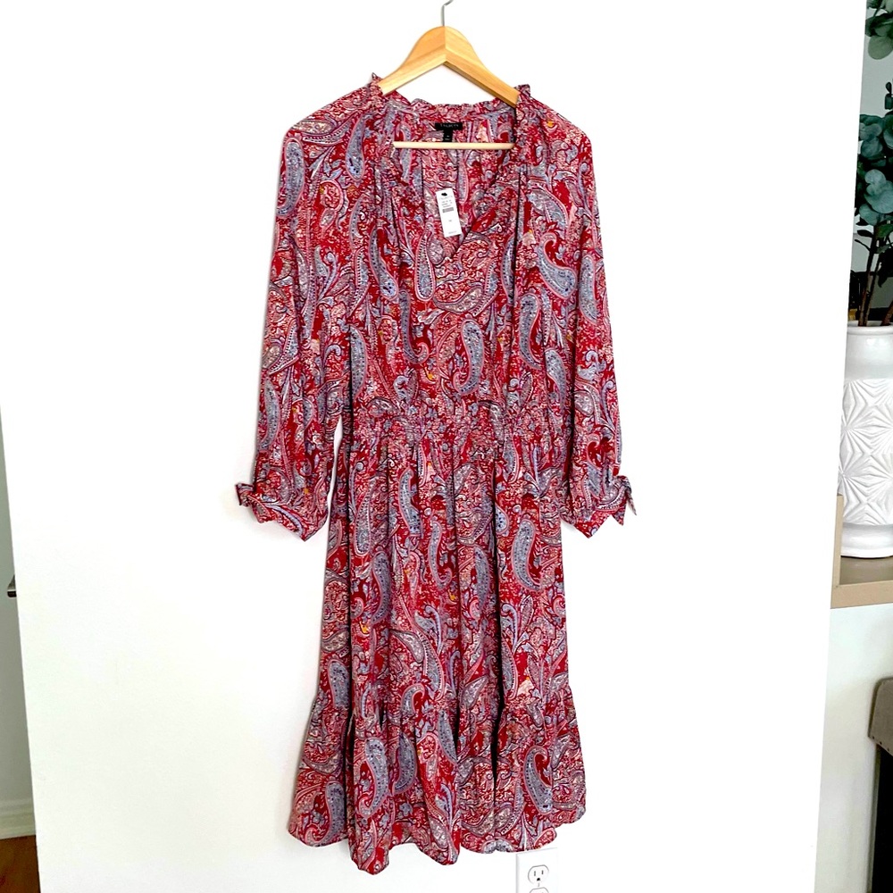 TALBOTS paisley dress red blue M